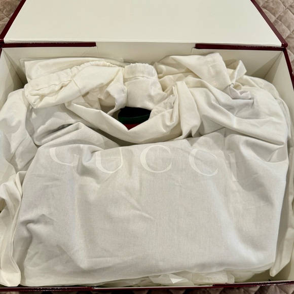 Gucci Giglio Large Beige and Brown GG Canvas Tote with Green & Red Web Trim LN - Picture 3 of 8